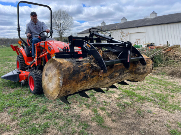 Mini Hydraulic Grapple for Subcompact Tractors (Worksaver SCG-48S on Kubota BX23s)