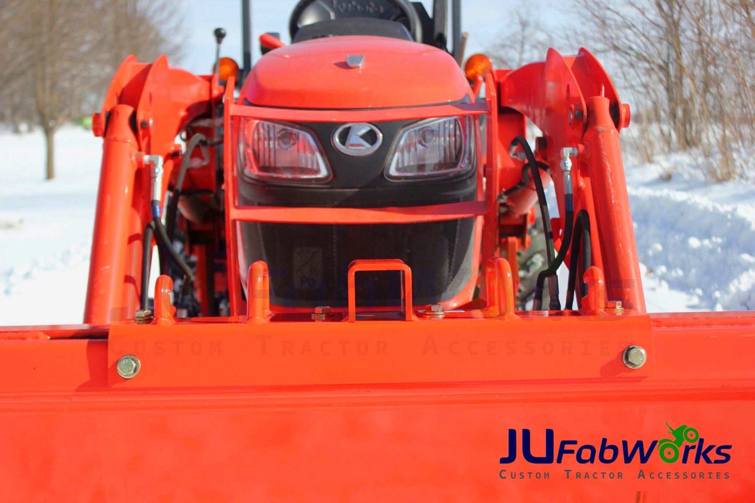 JU FabWorks Bolt-On Grab Hooks, Plates For Kubota Bucket