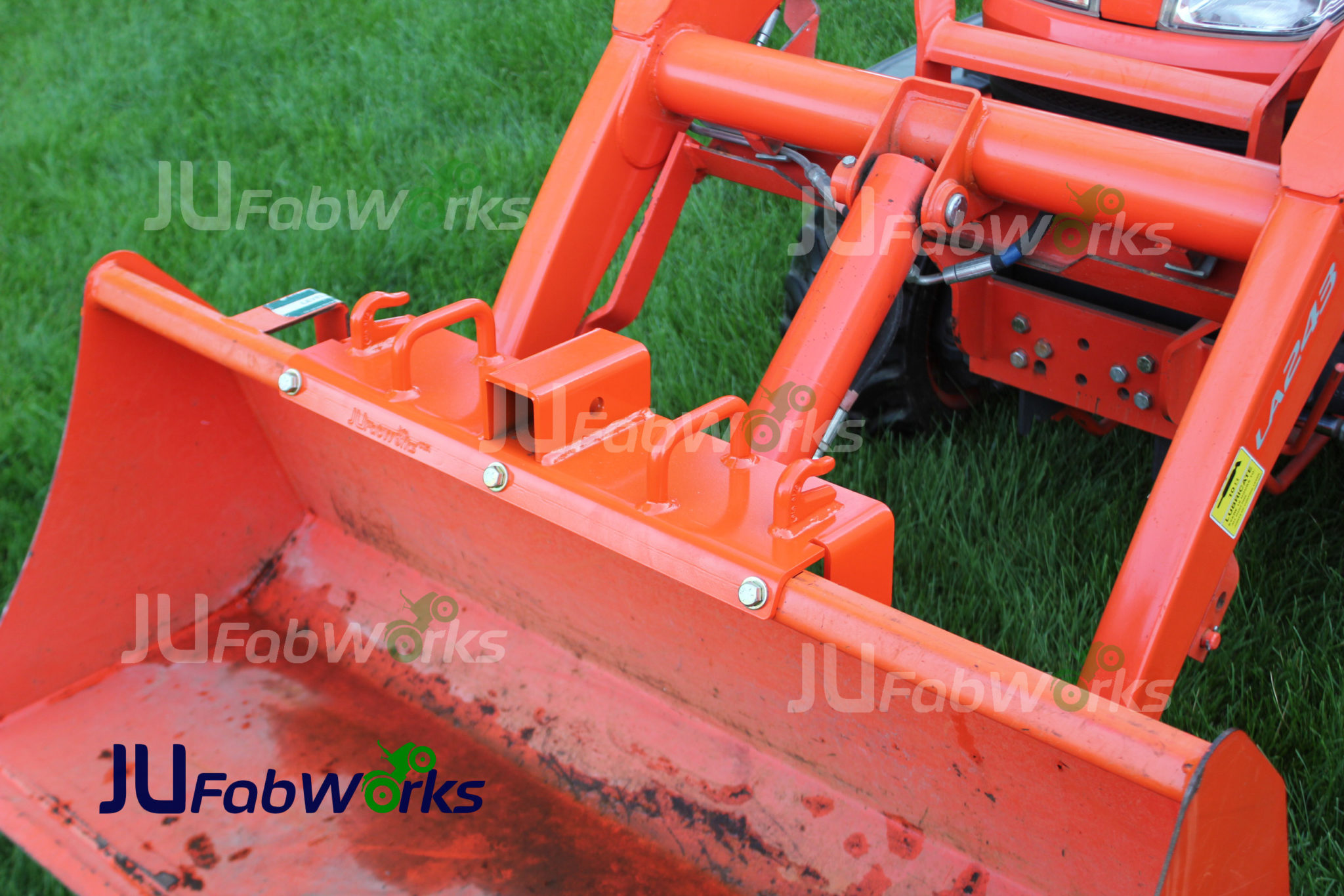 JU FabWorks Bolt-On Grab Hooks, Plates For Kubota Bucket