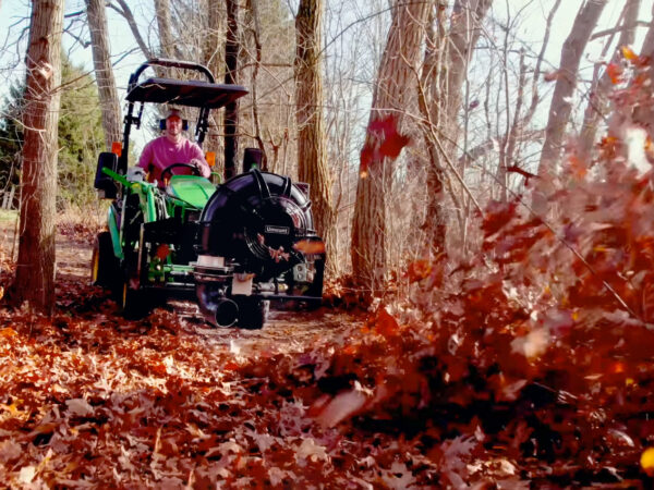 Leaf Blower Mounted on John Deere 1025R Tractor