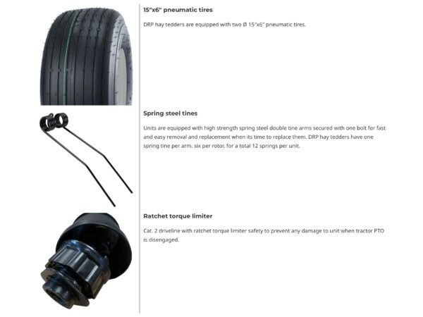 BEFCO DRP-300 Hay Tedder Standard Features