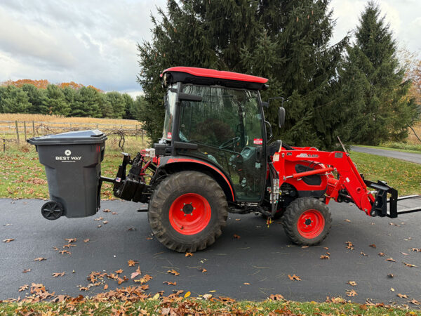 GWT Trash Can Mover on Tractor