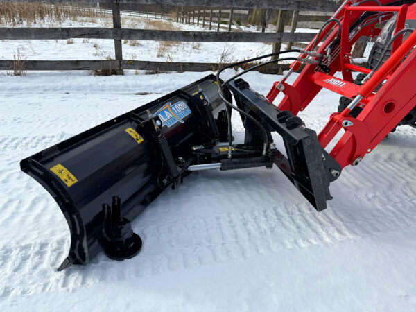 Side View of Frame Mount, Hydraulic Angling Piston, and Backside of HLA 1000 Snow Plow